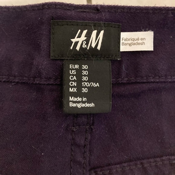 H&M Slim-Fit Button-Fly Cotton Pants. Size 30. Purple. - Picture 4 of 4